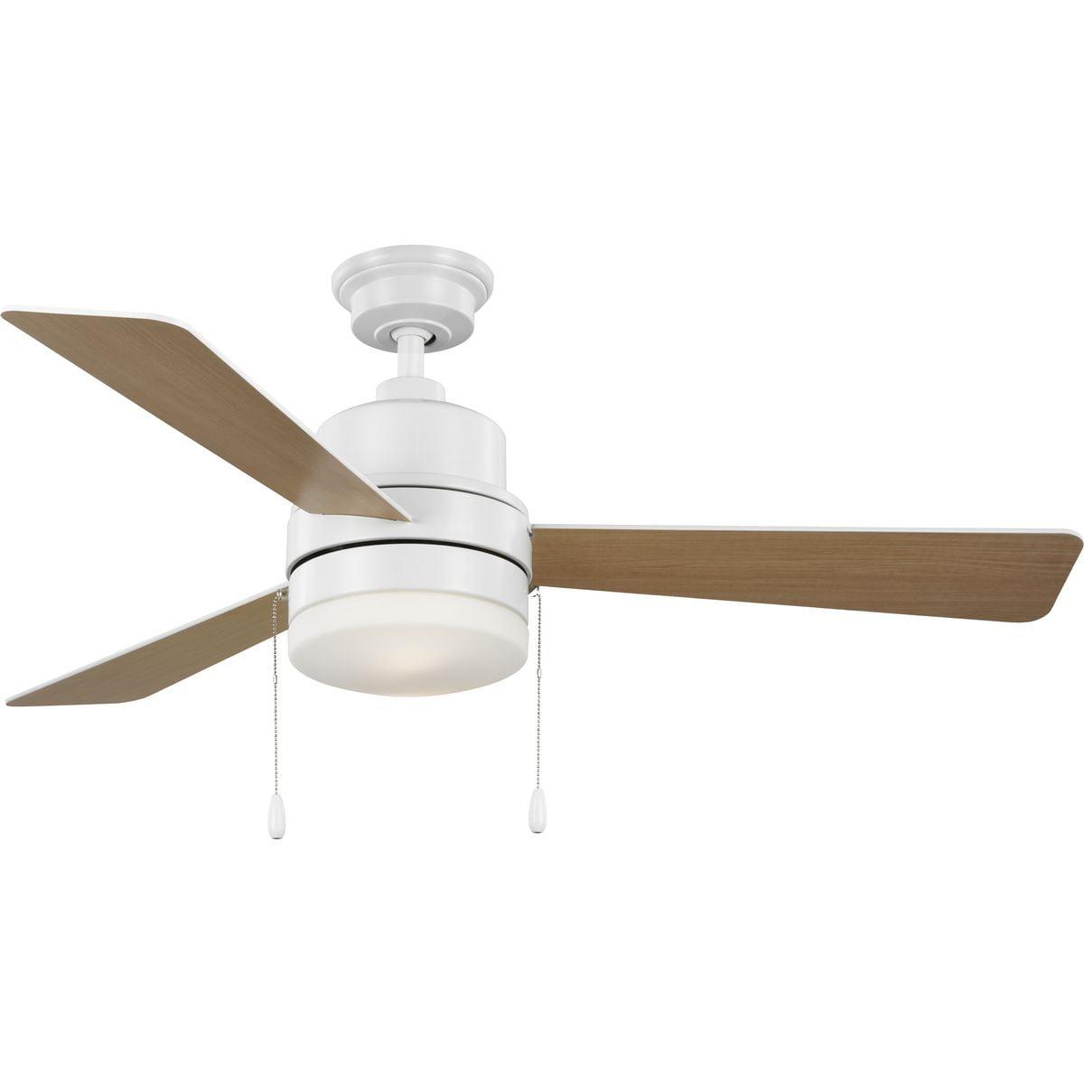 Satin White 52" Ceiling Fan with LED Light and Reversible Blades