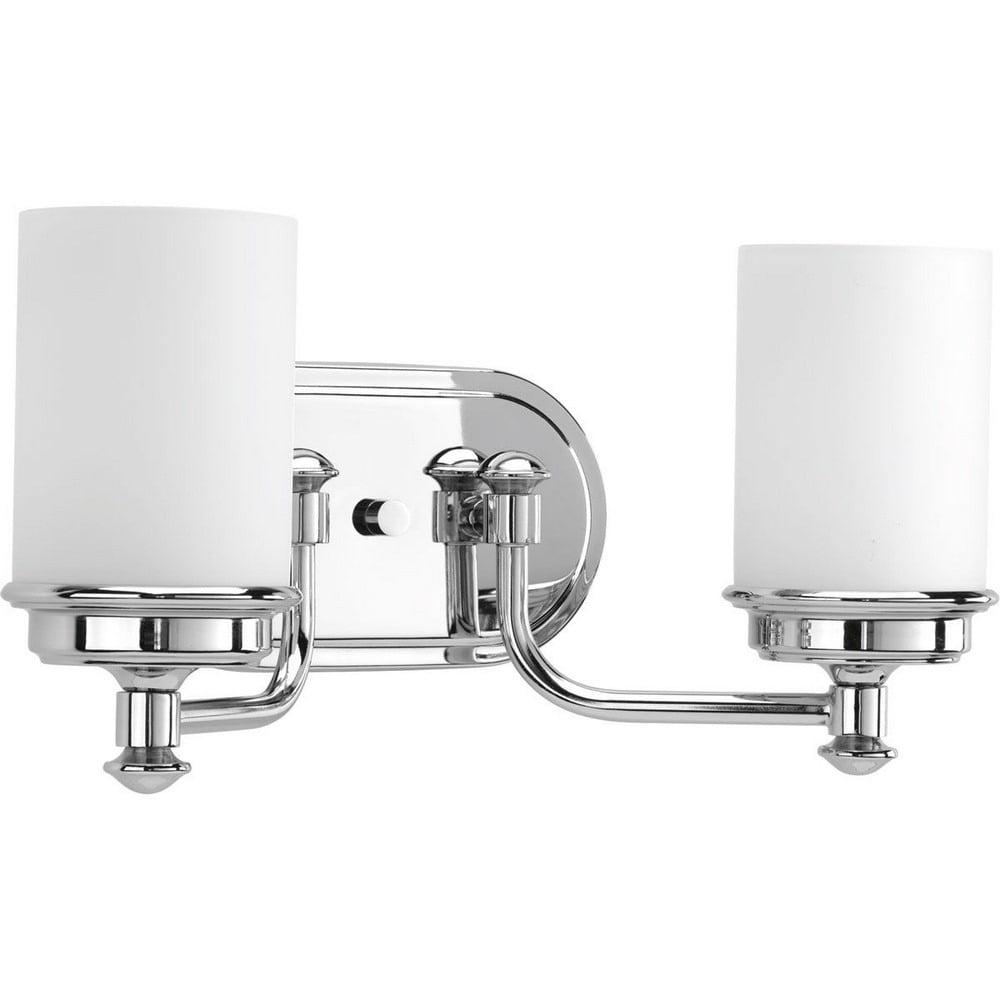 Progress Lighting Glide Collection 2-Light Bath Vanity in Polished Chrome with Etched Opal Glass Shade