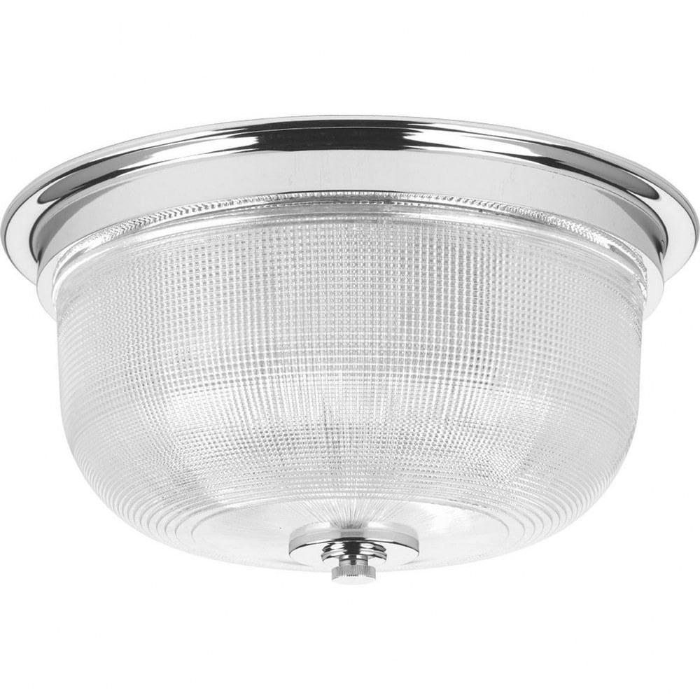 Progress Lighting Archie Collection 2-Light Flush Mount, Chrome, Double Prismatic Glass