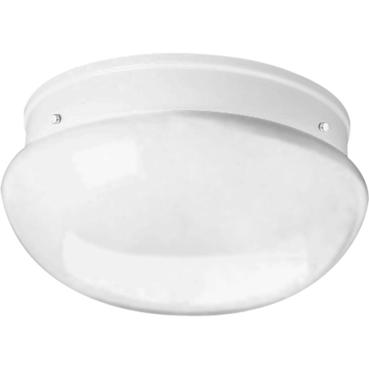 Progress Lighting, Fitter Collection, 2-Light Flush Mount, Brushed Nickel, White Glass Shade