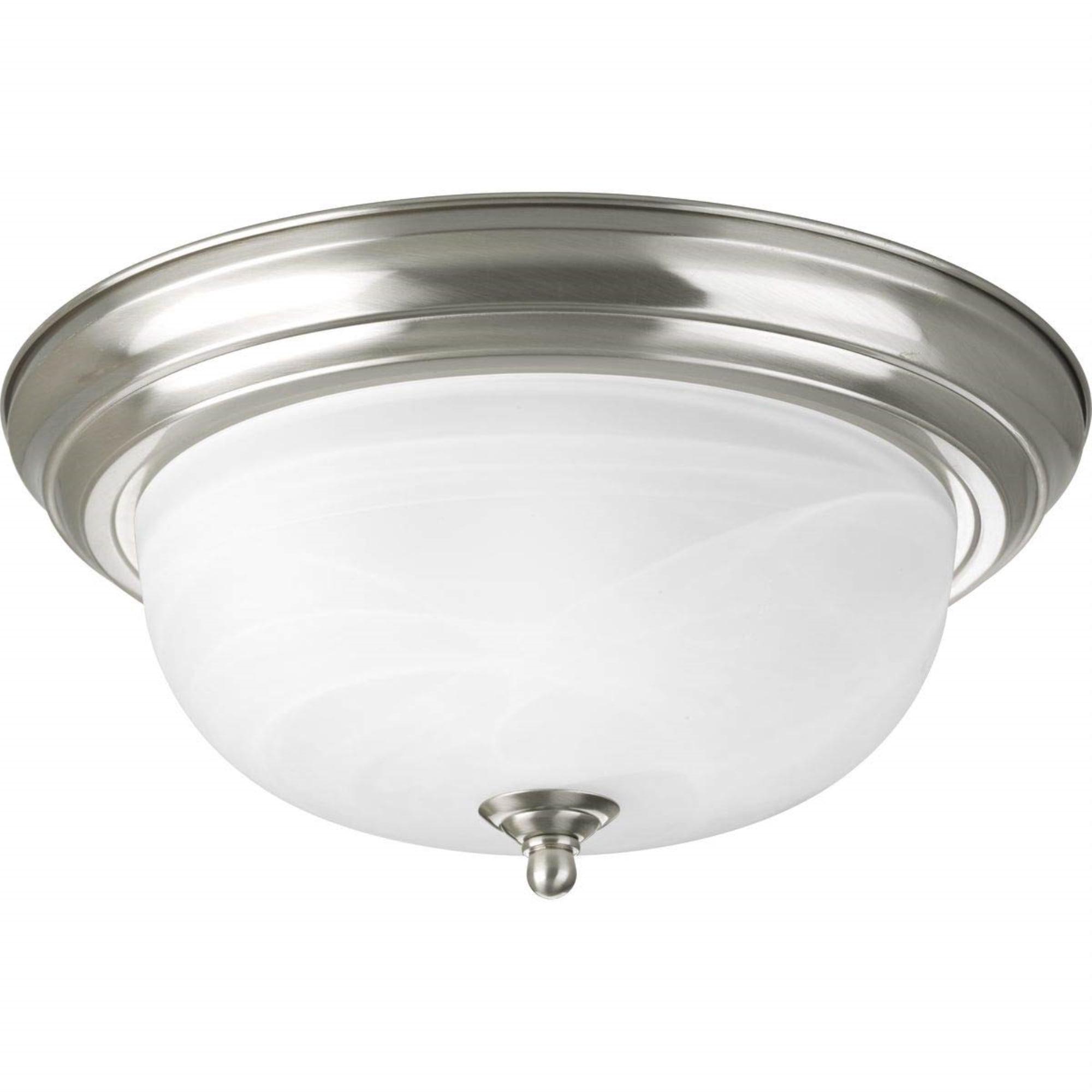 Progress Lighting Melon 2-Light Flush Mount, Brushed Nickel, Alabaster Glass