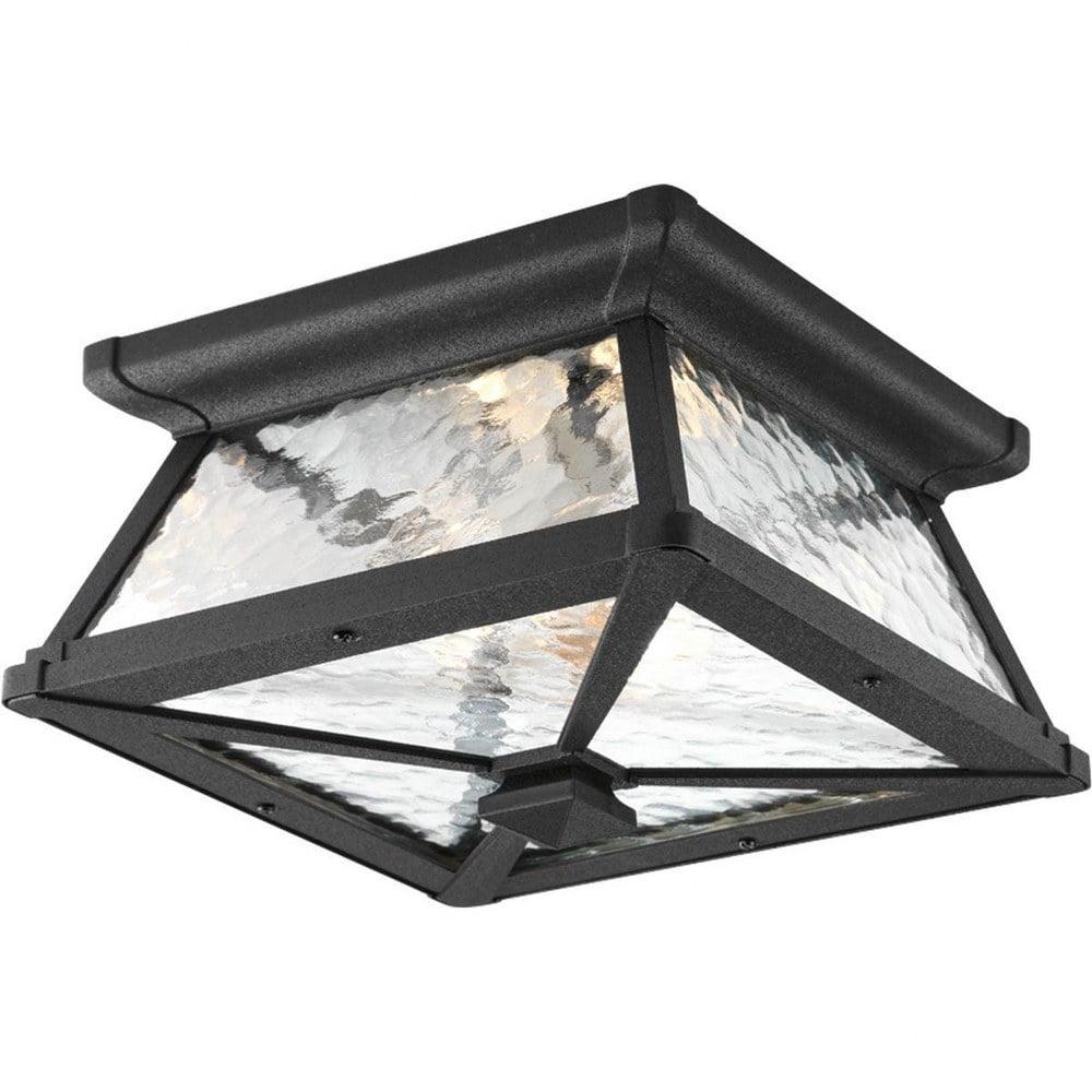 Mac Black Aluminum and Glass Outdoor Ceiling Light