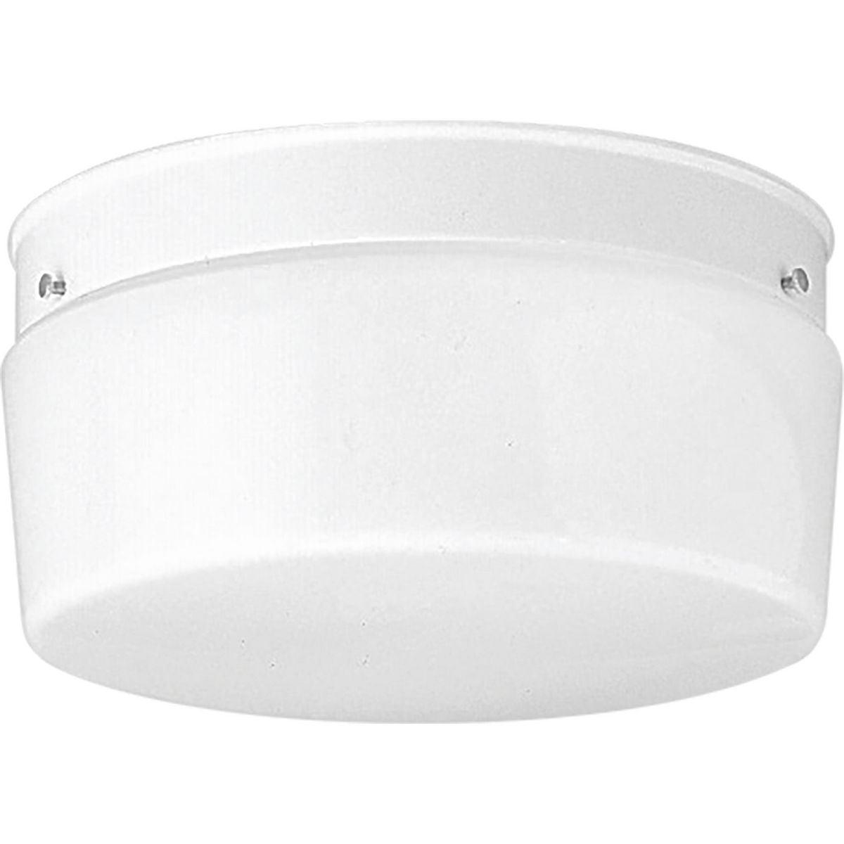 Progress Lighting Airpro 2-Light Flush Mount Ceiling Fixture, White Finish, White Glass Shade