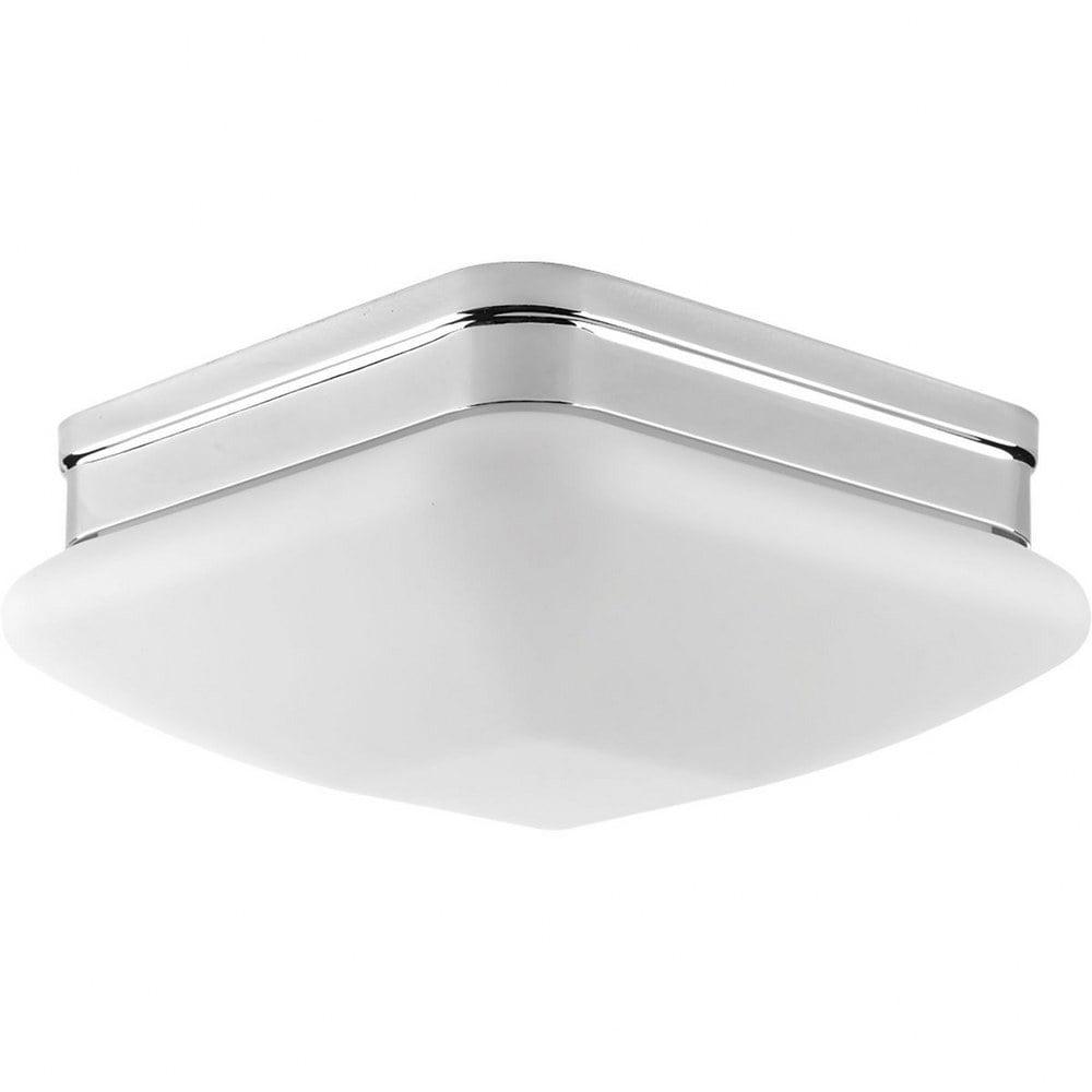 Polished Chrome Square Glass Flush Mount Light