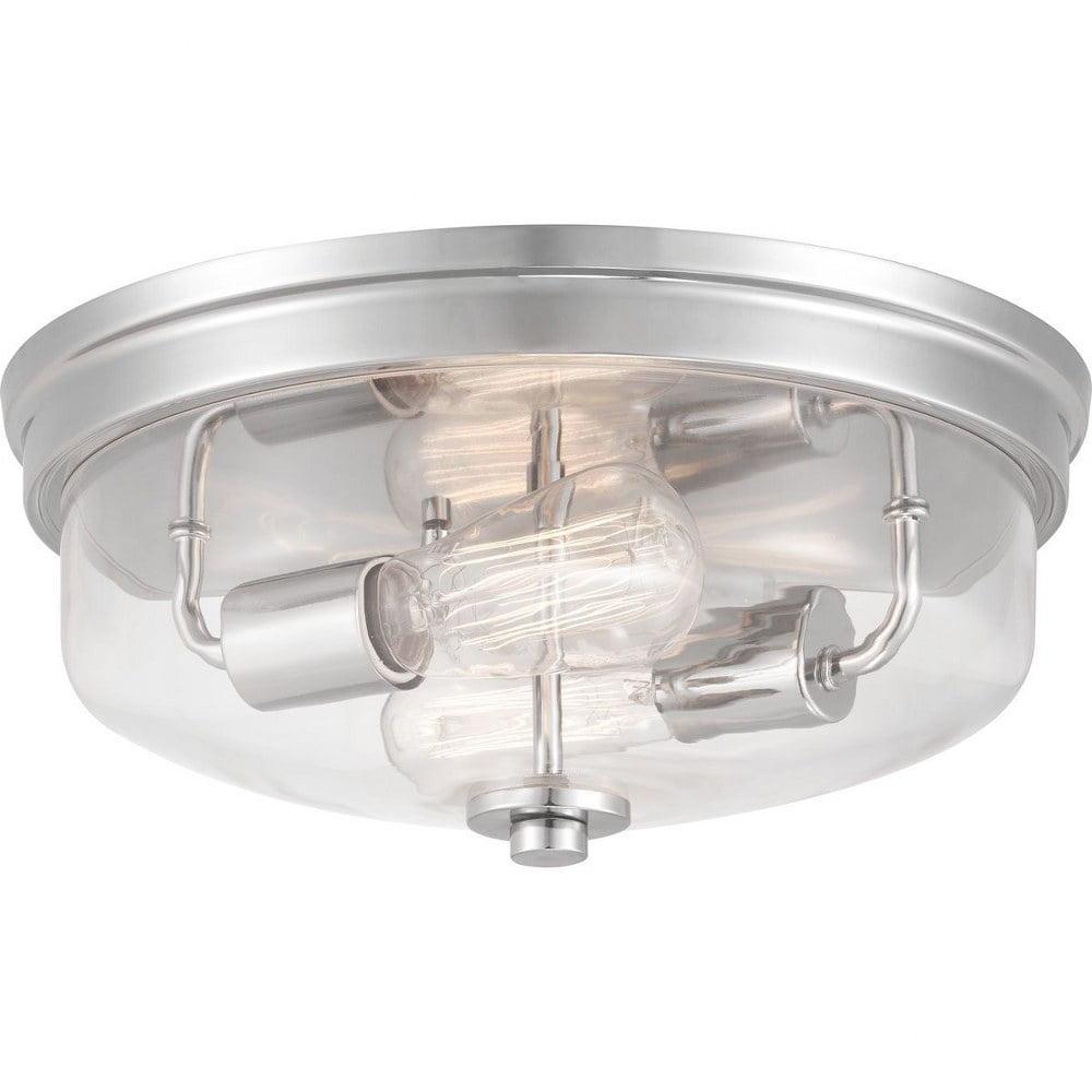 Blakely Polished Nickel Glass 2-Light Flush Mount Ceiling Fixture