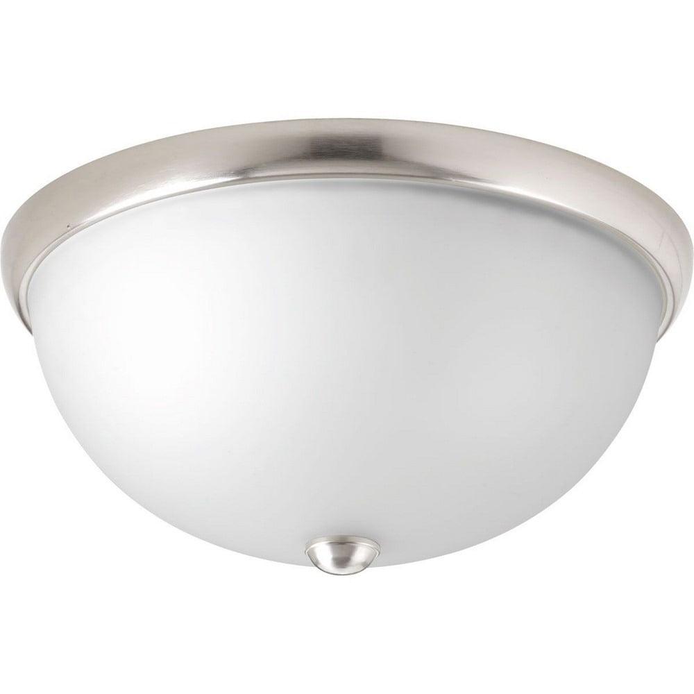 Progress Lighting, Dome Collection, 2-Light Flush Mount, Brushed Nickel, Etched Glass, Material: Steel