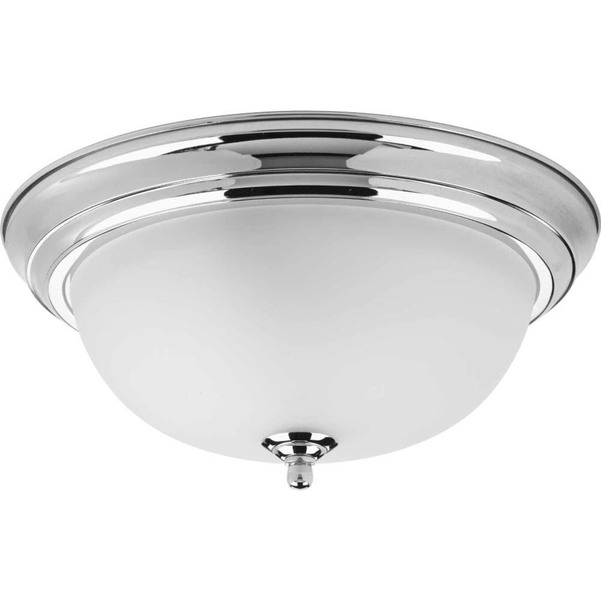 Progress Lighting Melon 2-Light Flush Mount, Brushed Nickel, Alabaster Glass Shade