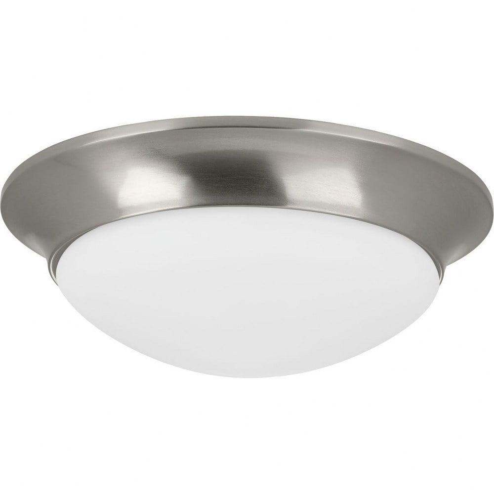 14-Inch Brushed Nickel and Etched Glass Flush Mount Light