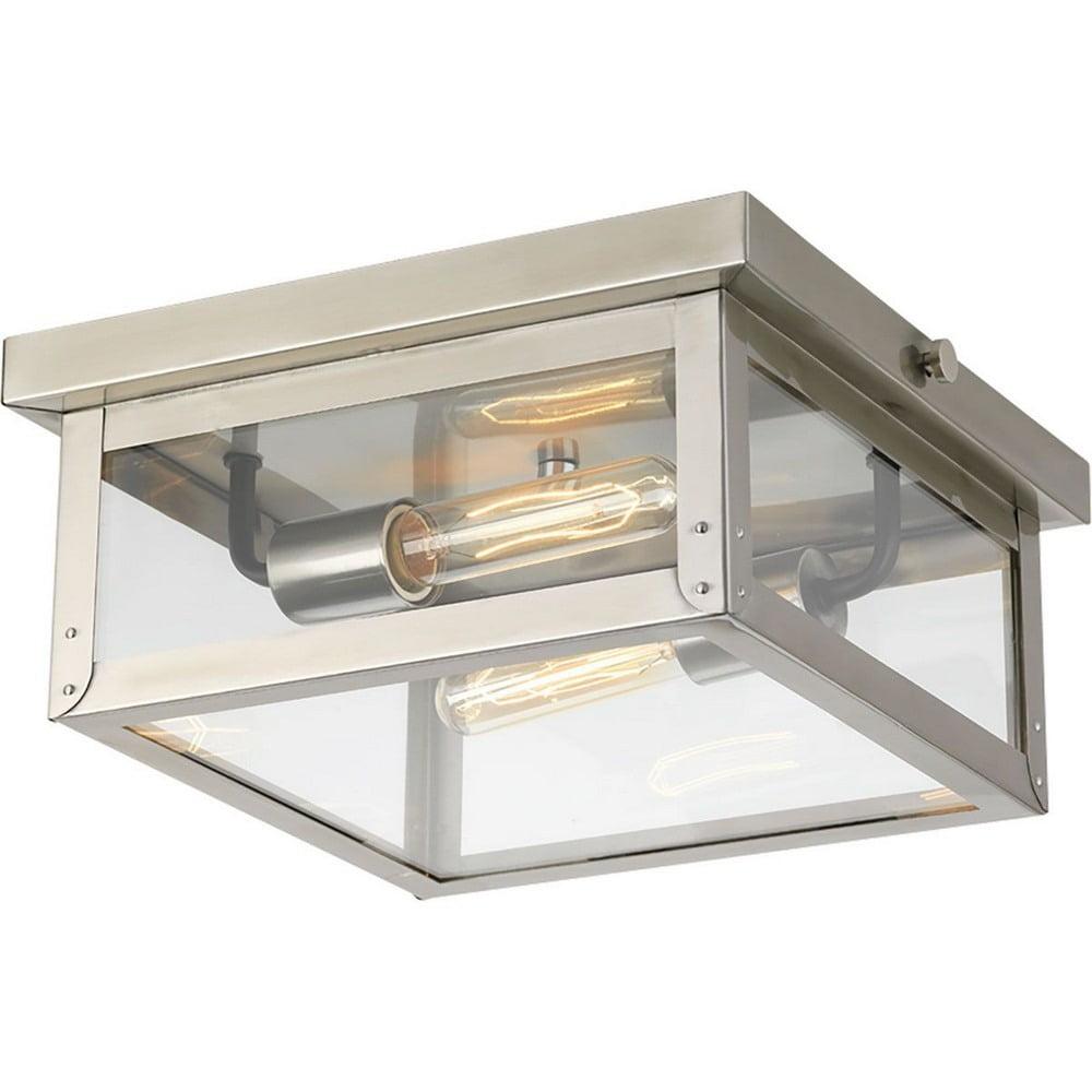 Union Square Stainless Steel Glass Flush Mount Light