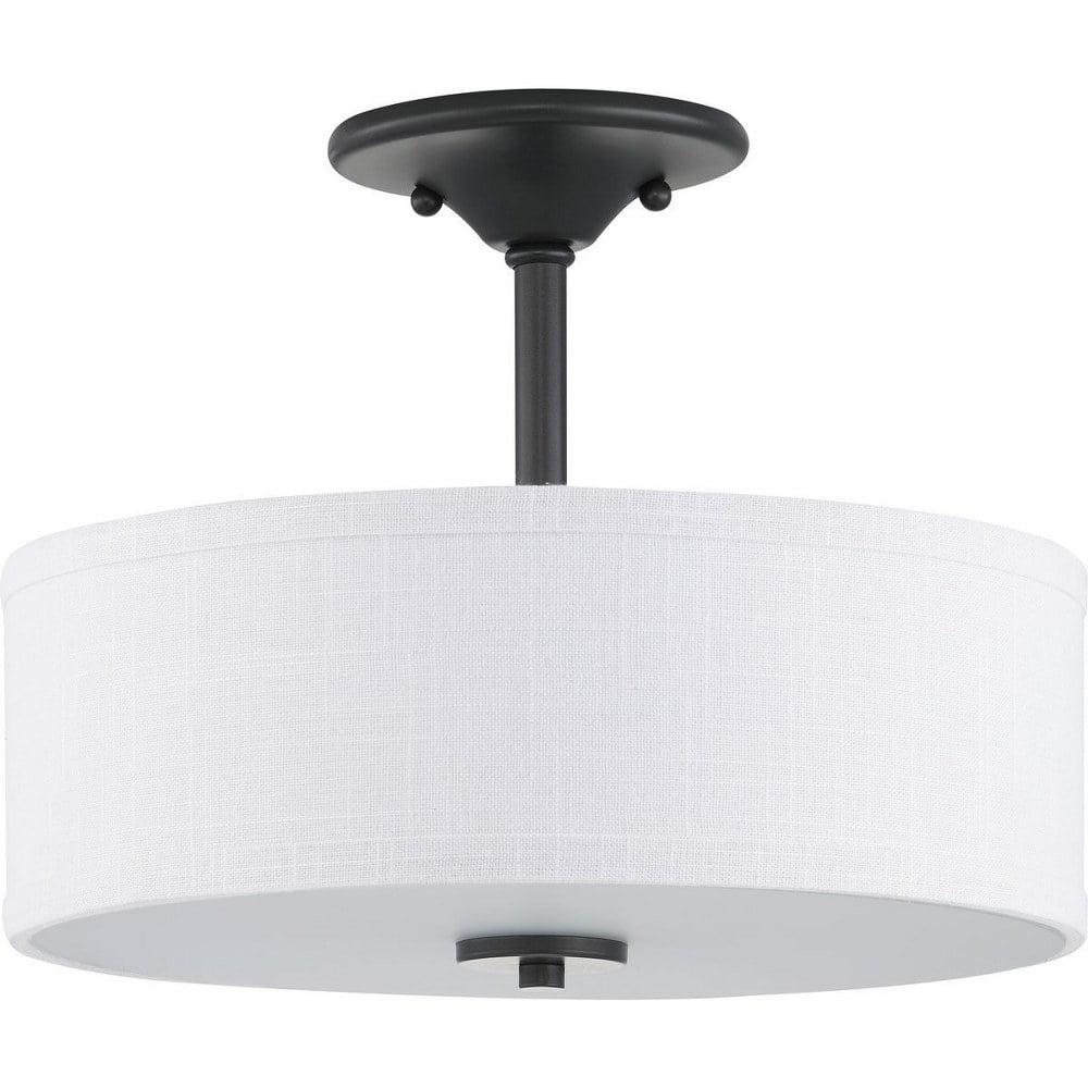 Progress Lighting Inspire Collection 2-Light Semi-Flush Fixture, Graphite Finish, Summer Linen Shade