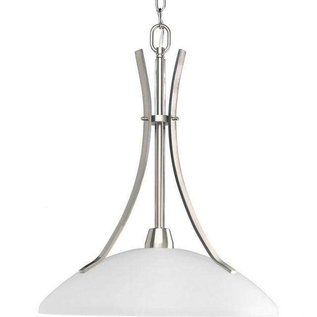 Progress Lighting Wisten 1-Light Pendant, Brushed Nickel, Etched Glass Shade Collection