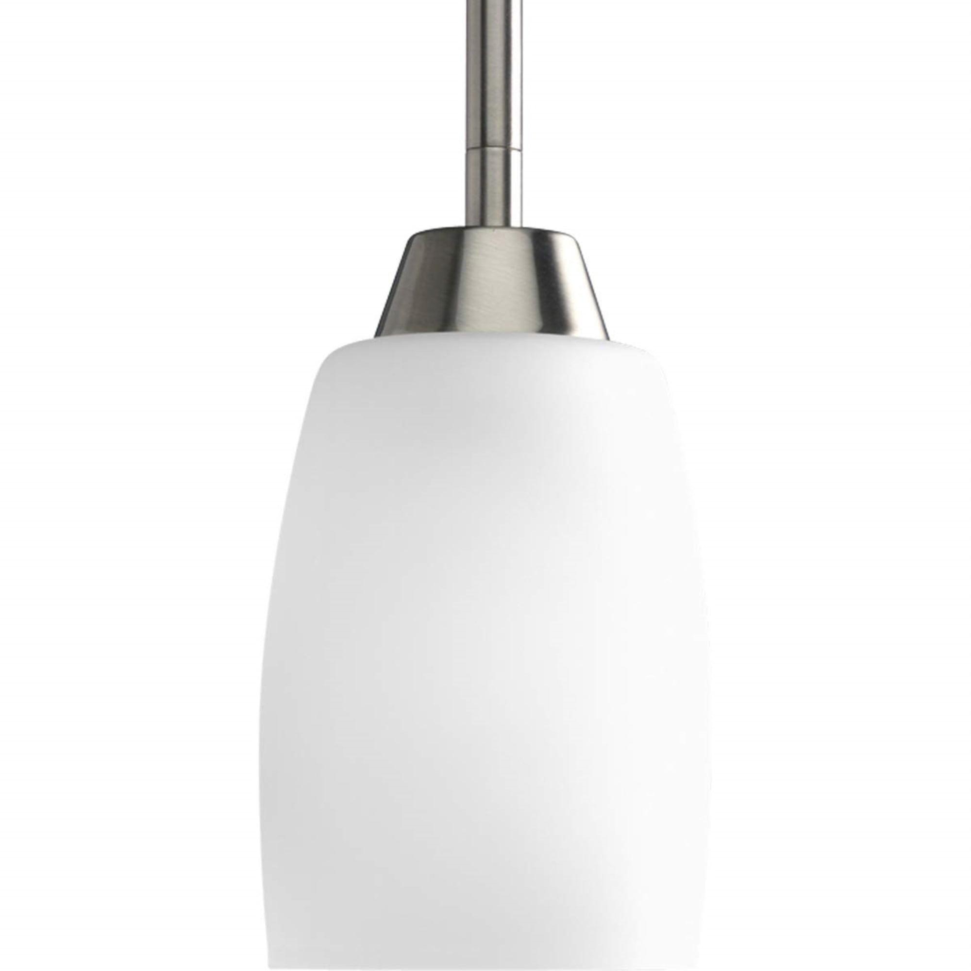 Progress Lighting Wisten 1-Light Mini-Pendant, Brushed Nickel, Etched Glass Shade