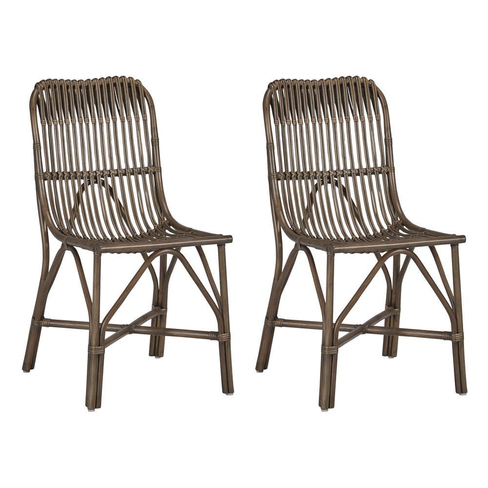 Progressive Furniture Addie Set of 2 Rattan Accent Dining Chairs in Coffee Brown