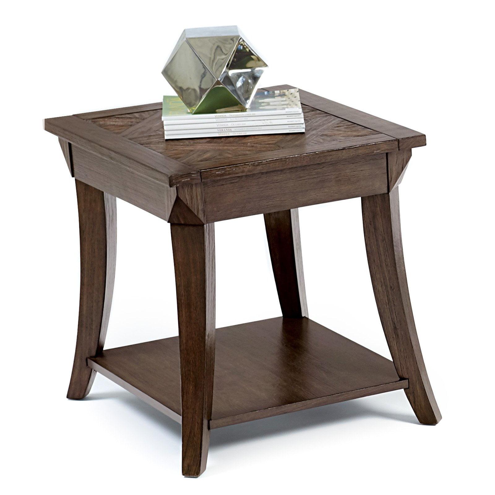 Transitional Dark Poplar Rectangular End Table with Storage