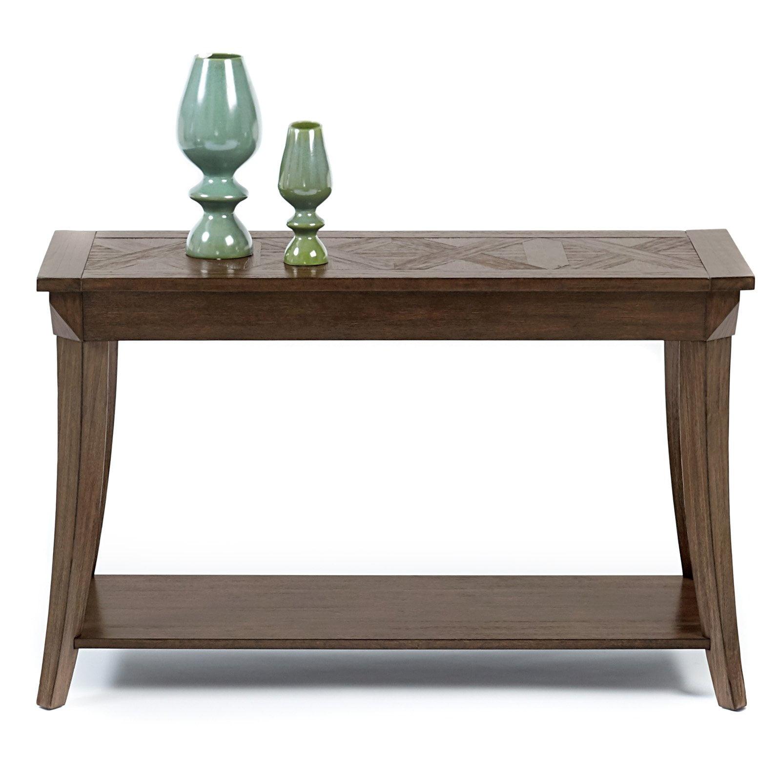 Transitional Dark Poplar Brown Rectangular Console Table with Storage