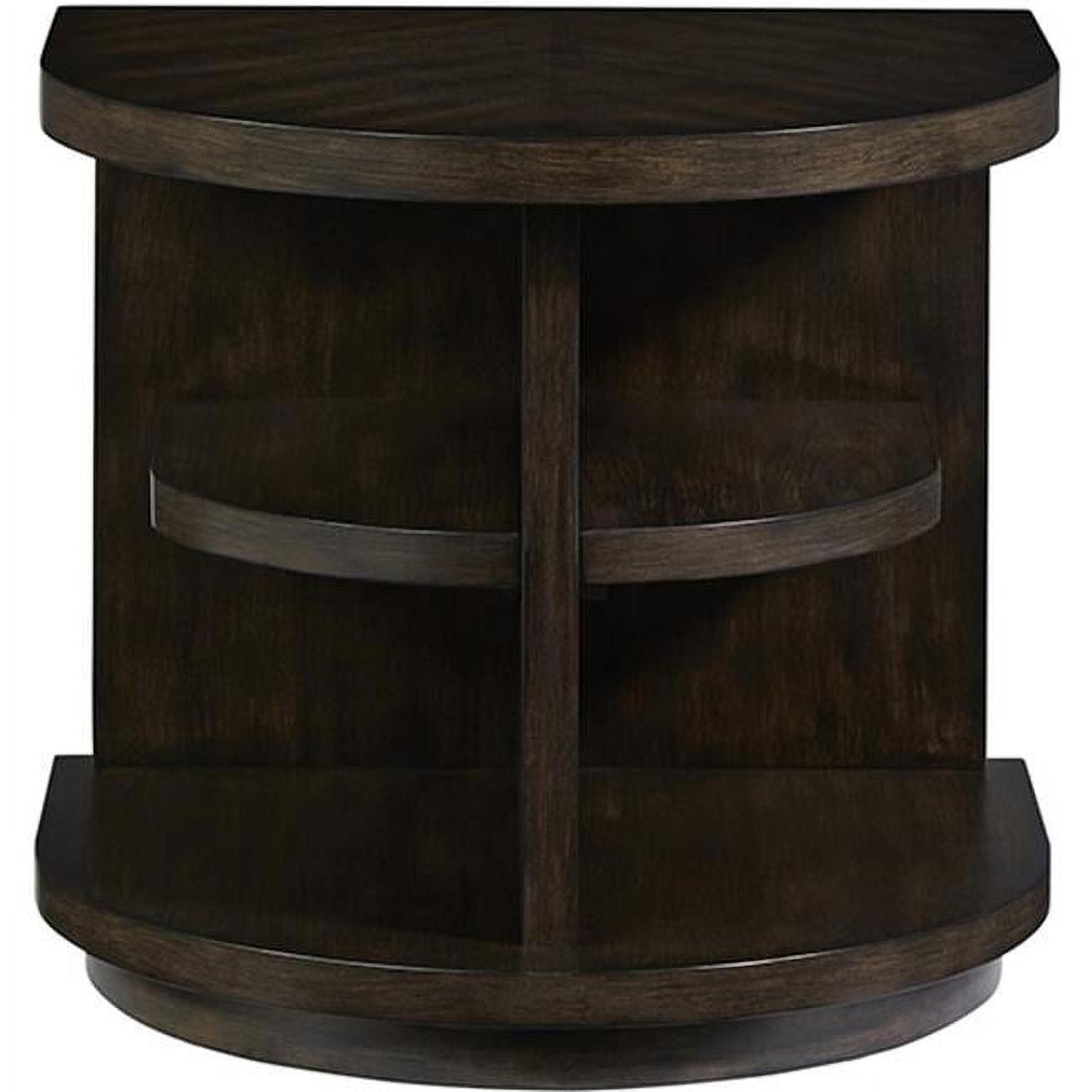 Sepia Brown Transitional Rectangular Wood End Table with Shelves