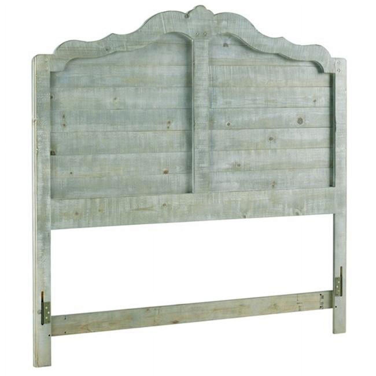 Mint Pine Upholstered King Headboard with Scalloped Edges