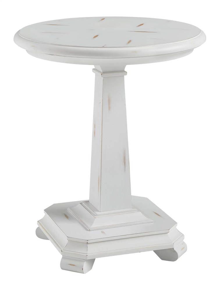 Casual Chalk White 22" Round Wood and Metal End Table with Storage