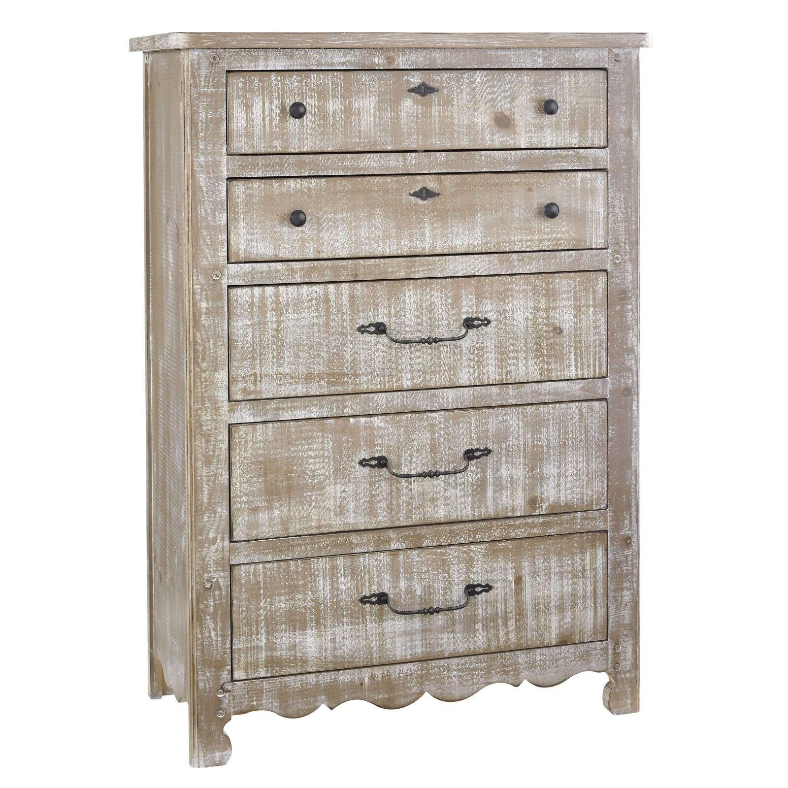 Chatsworth Chalk White 5-Drawer Farmhouse Chest with Bronze Hardware