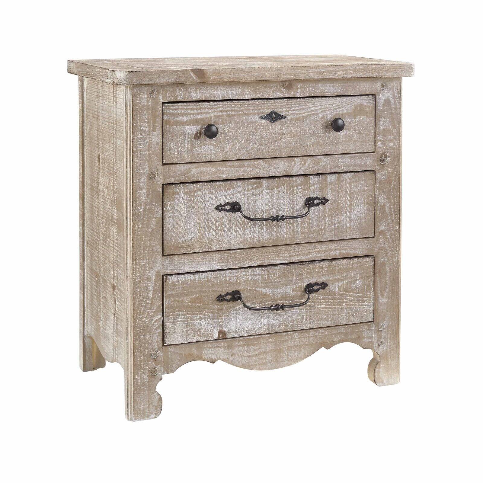 Chatsworth Traditional White 3-Drawer Nightstand with Bronze Hardware