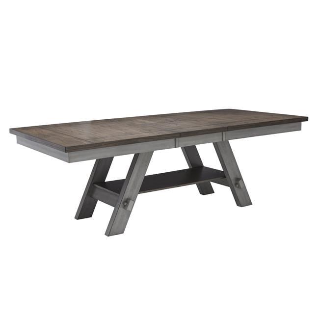 Brown Rectangular Extendable Wood Dining Table with Trestle Base