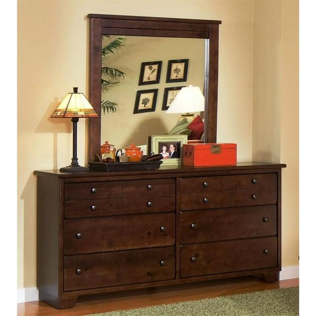 Progressive Furniture Diego 6 Wood Drawer Dresser and Mirror Espresso Pine Brown