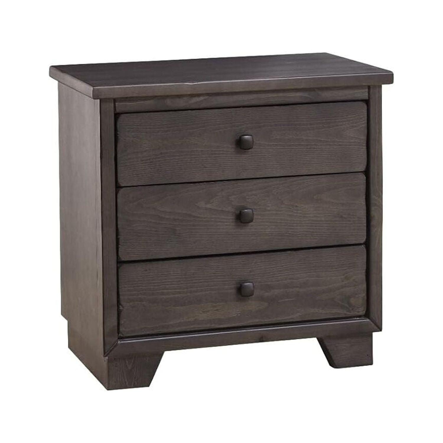 Transitional Storm Gray 3-Drawer Nightstand with Brass Hardware