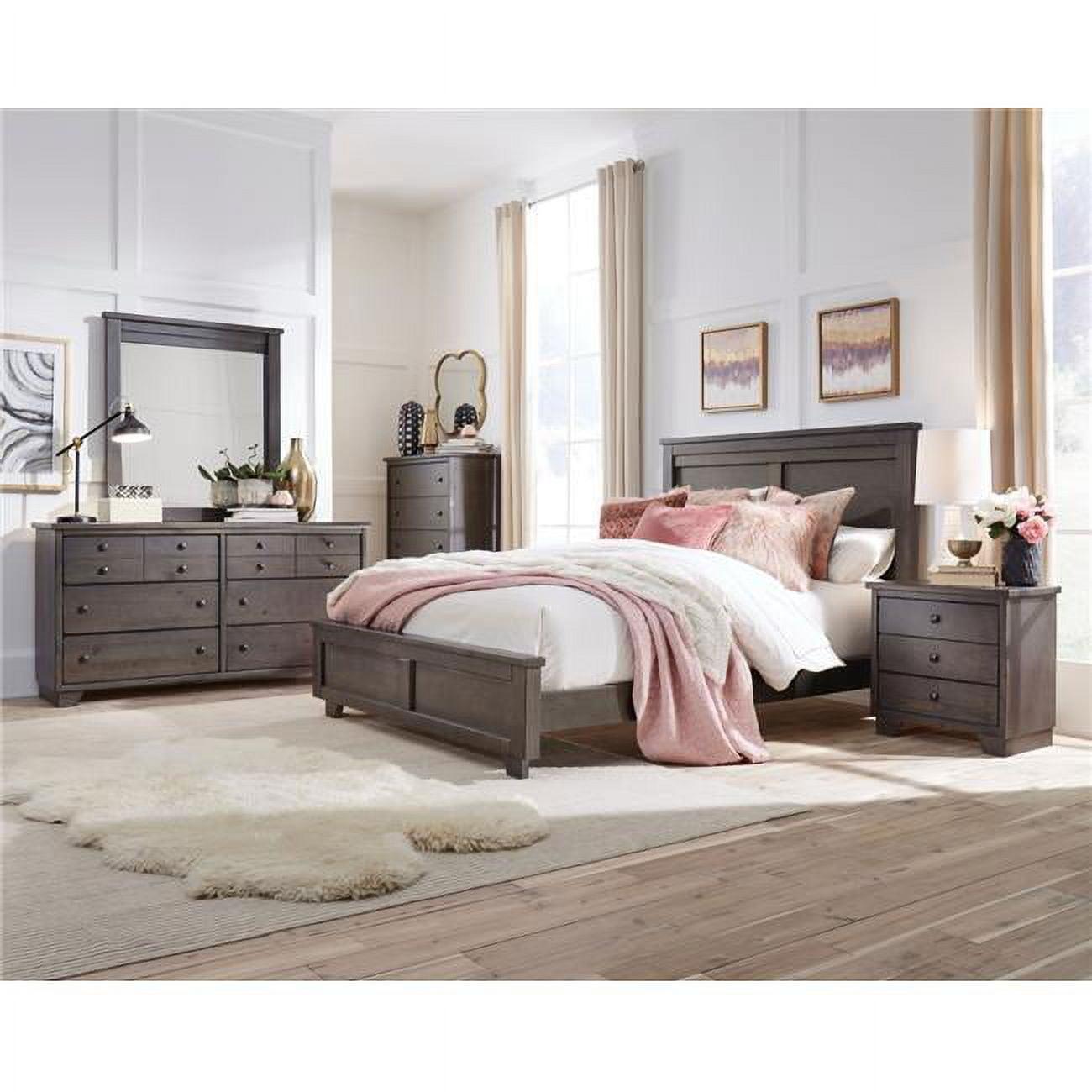 Transitional Storm Gray 6-Drawer Dresser with Framed Mirror
