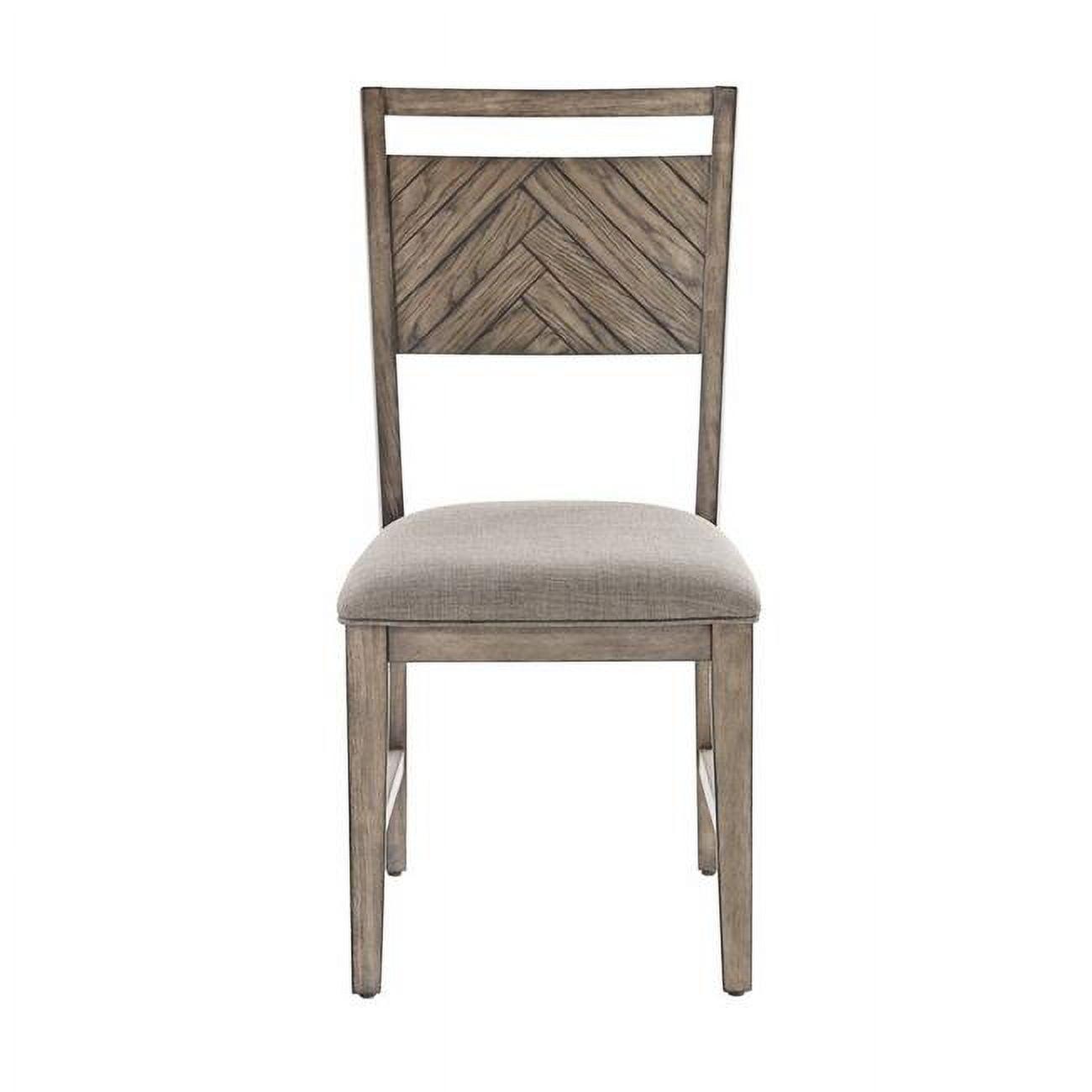 Transitional Gray Upholstered Wood Slat Back Side Chairs