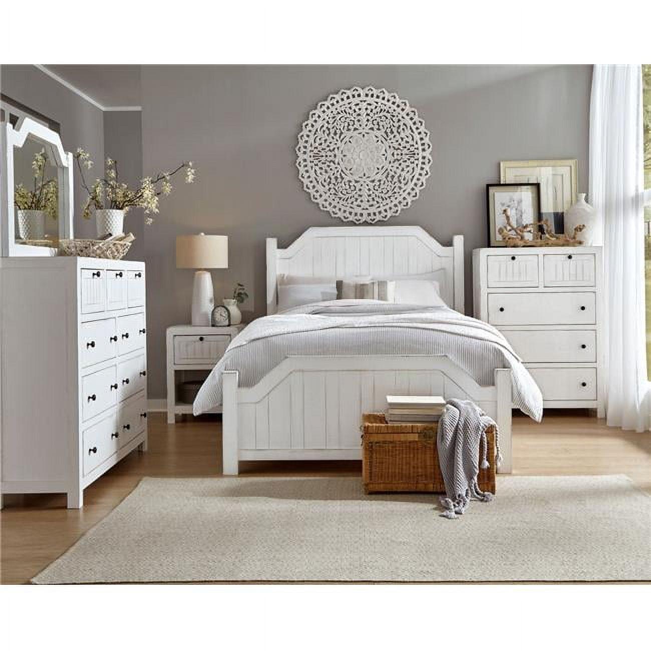 Progressive Furniture Elmhurst Wood King Post Bed in Cotton White