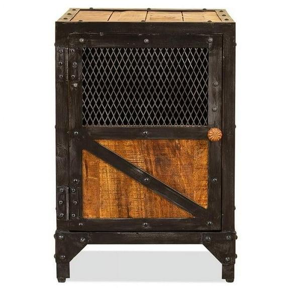 Progressive Furniture Everest  Wood Accent Table/Nightstand Brown w/ Black Metal