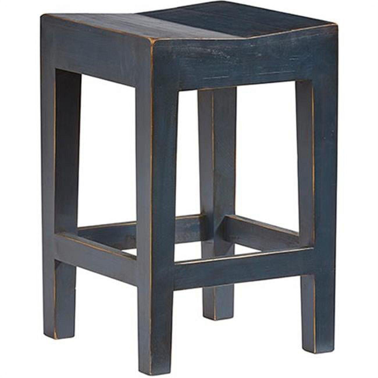 Navy Blue Solid Pine Transitional Counter Stools, Set of 2