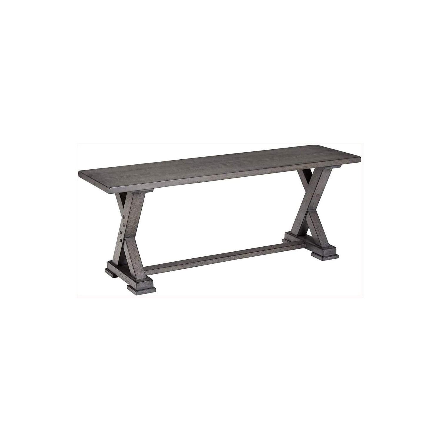 Harbor Gray 47" Wood Dining Bench with Trestle Base