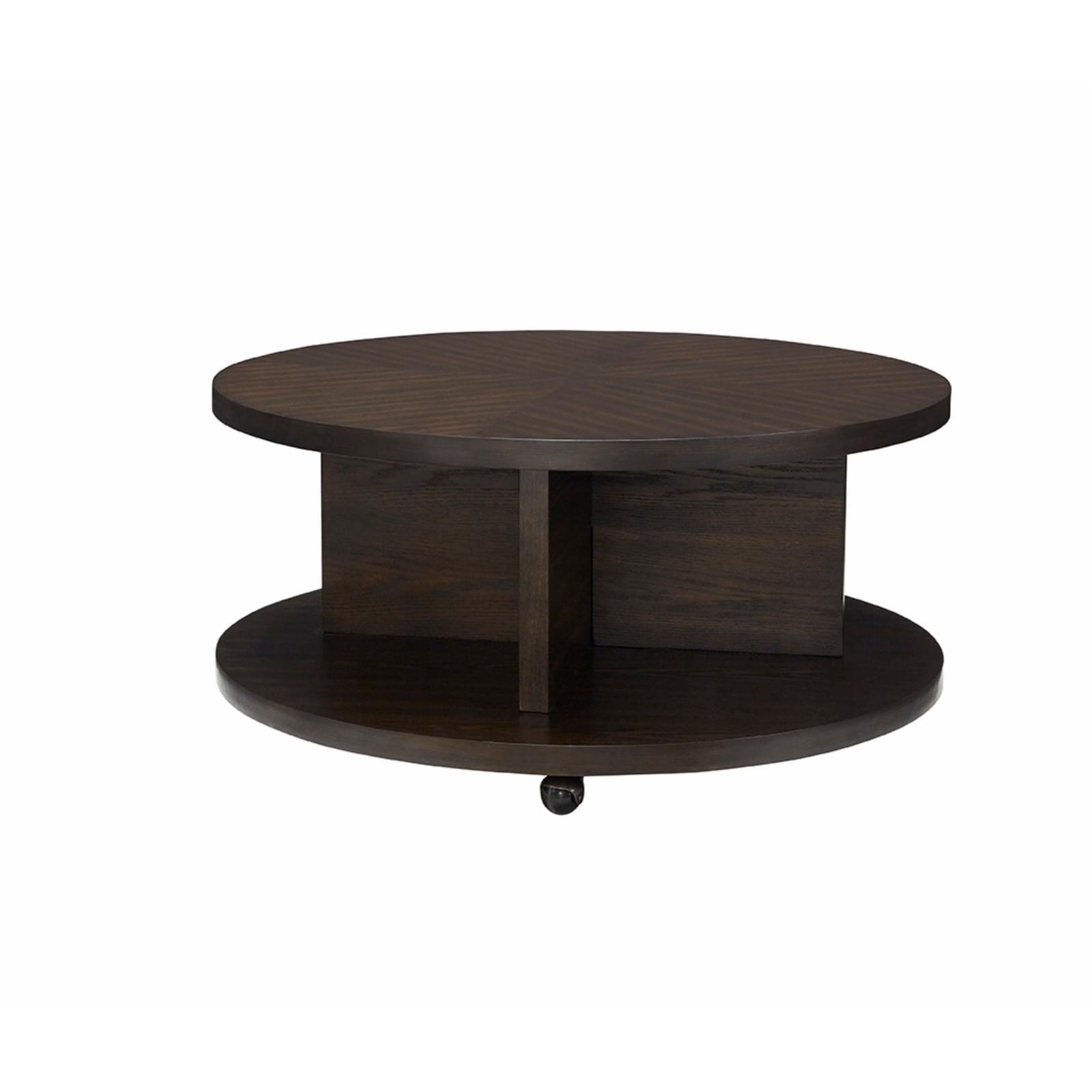 Chocolate Mahogany Round Transitional Coffee Table