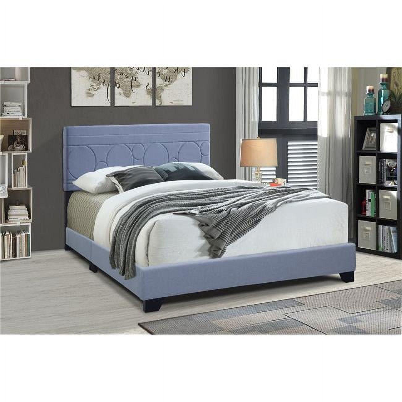 Contemporary Queen Upholstered Bed in Powder Blue Faux Leather