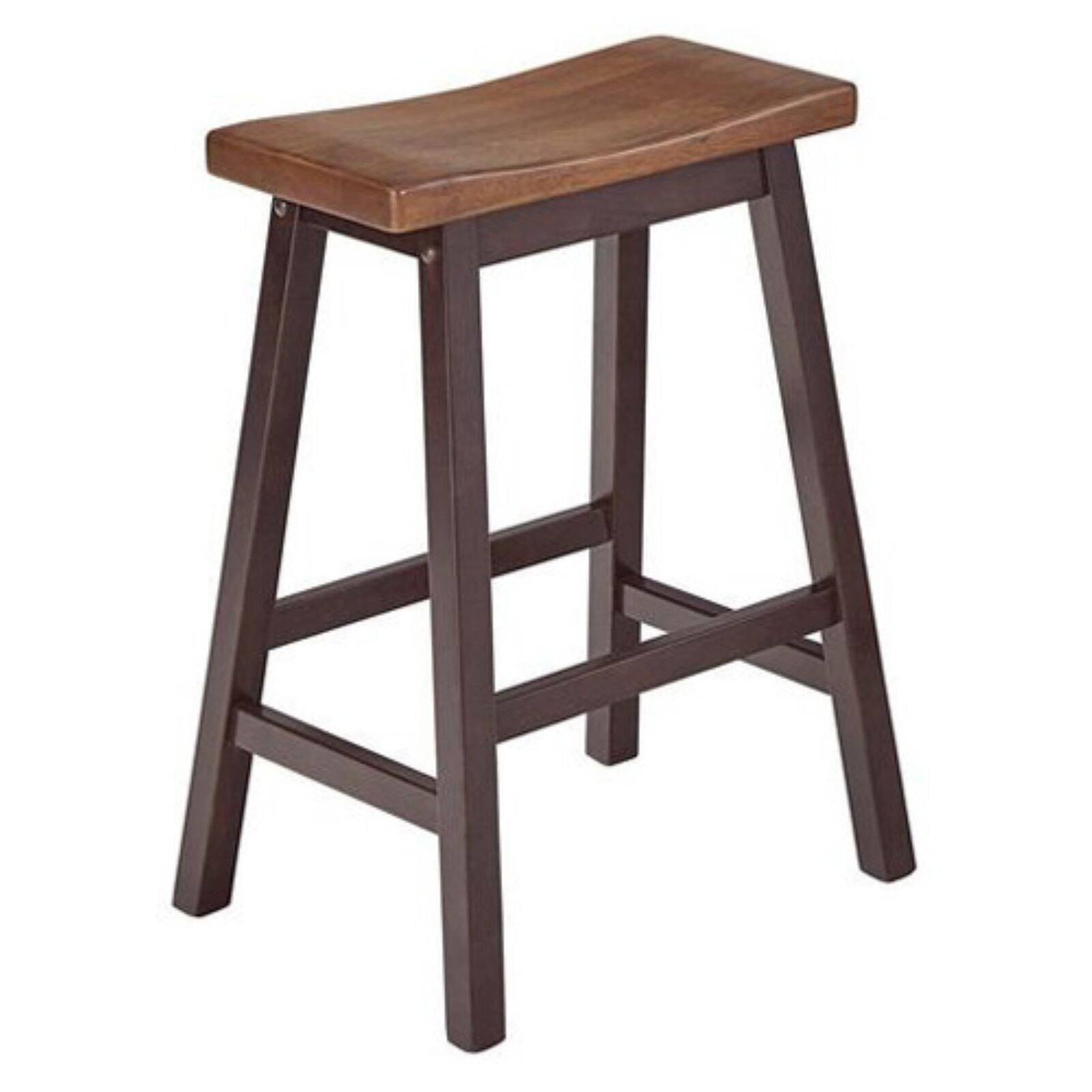 Kenny 24" Walnut and Chocolate Wood Counter Stools, Set of 2