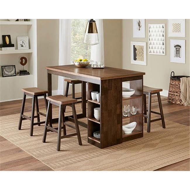 Progressive Furniture Kenny Wood Counter Storage Table in Walnut Brown/Chocolate
