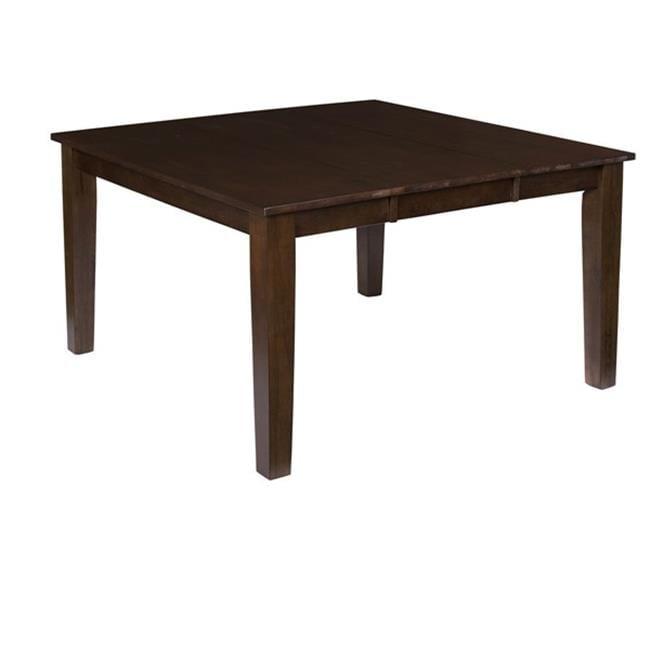 Espresso Brown Transitional Rubberwood Dining Table with Self-Storing Leaf