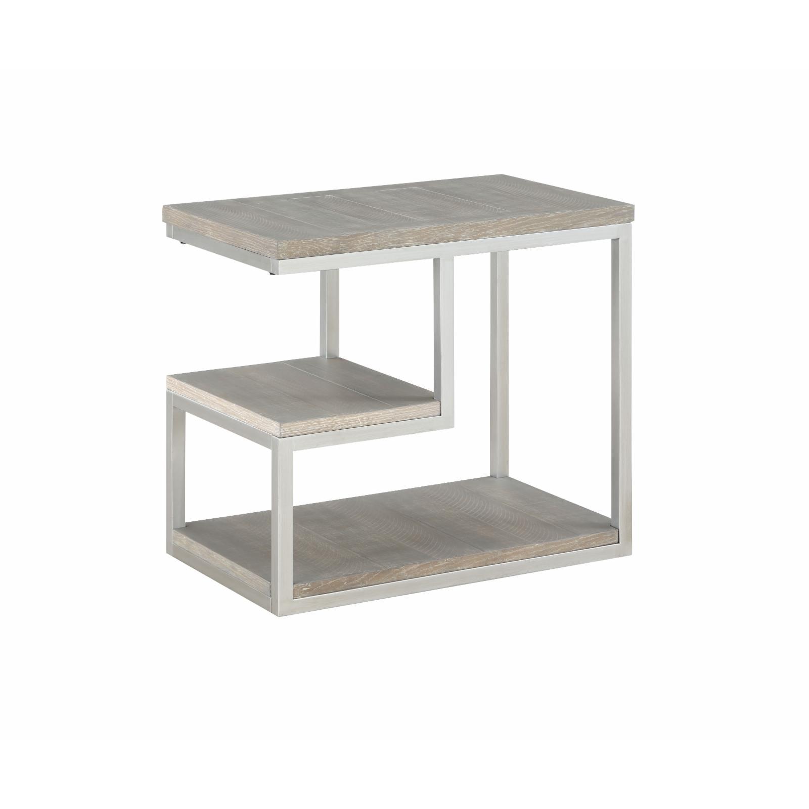 Musk Gray and Natural Wood Metal Chairside Table