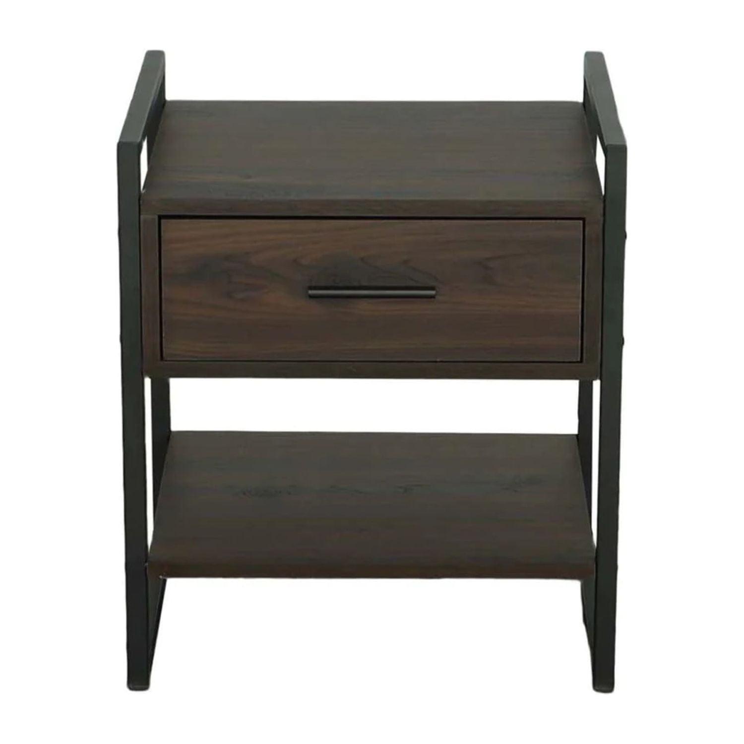 Progressive Furniture Leo Accent Nightstand in Sable Brown/Metal