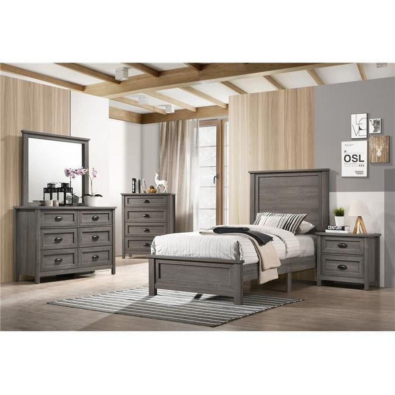 Light Slate Gray 6-Drawer Dresser with Mirror