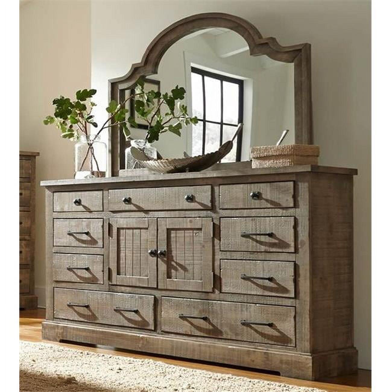 Weathered Gray Rustic Pine 9-Drawer Dresser