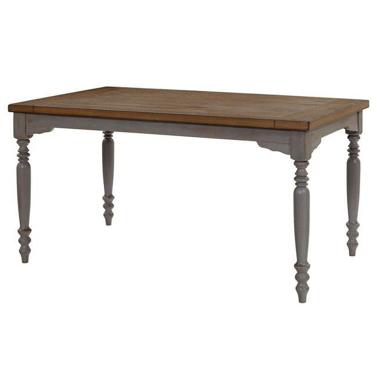 Oak and Brushed Gray Rectangular Dining Table