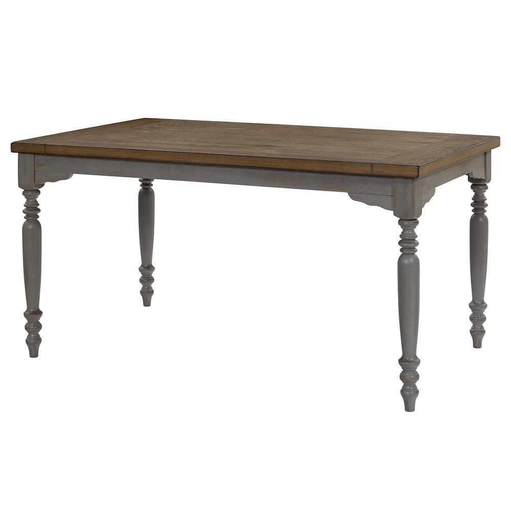 Oak and Brushed Gray Rectangular Dining Table