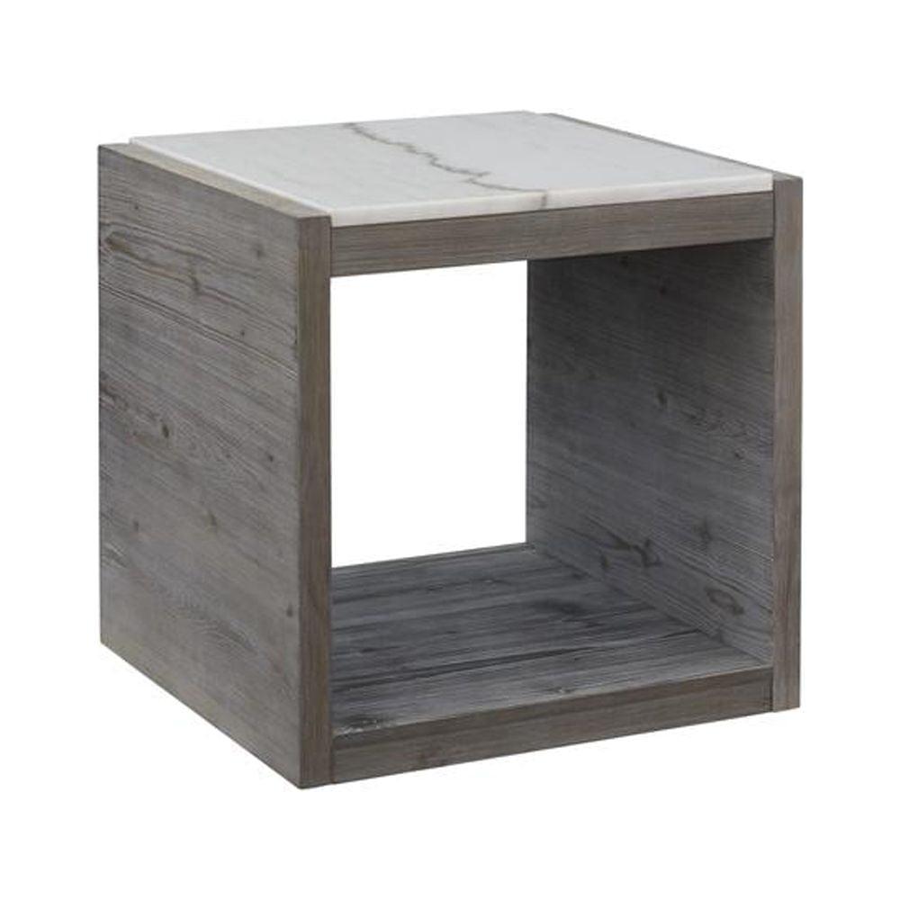 Moonlit Gray Marble Top Rectangular End Table