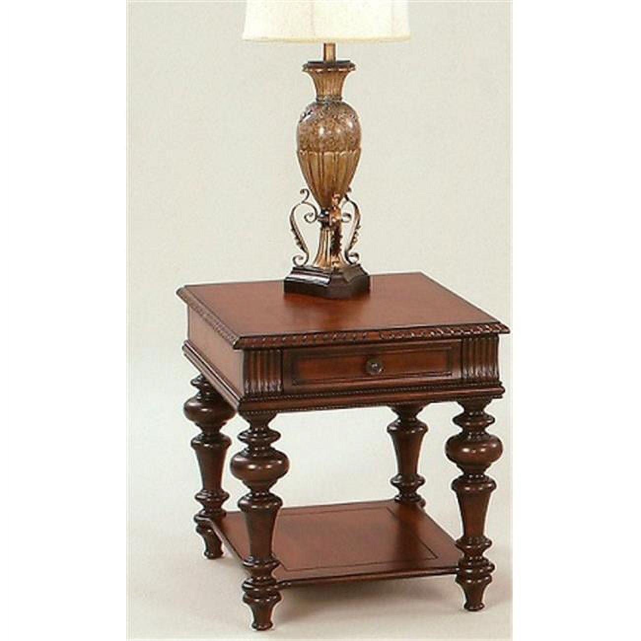 Heritage Cherry Wood Rectangular End Table with Storage