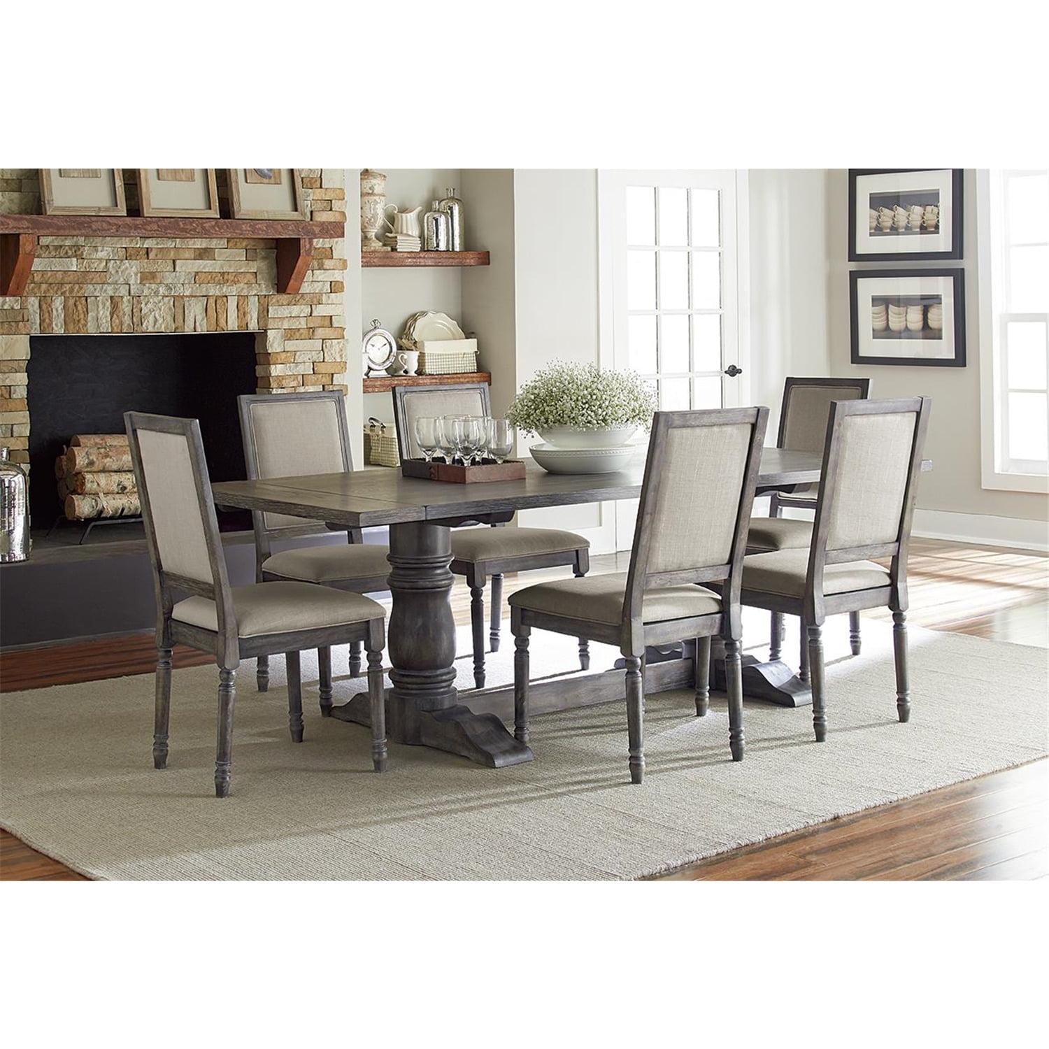 Progressive Furniture Muse Trestle Wood Dining Table in Weathered Pepper Black