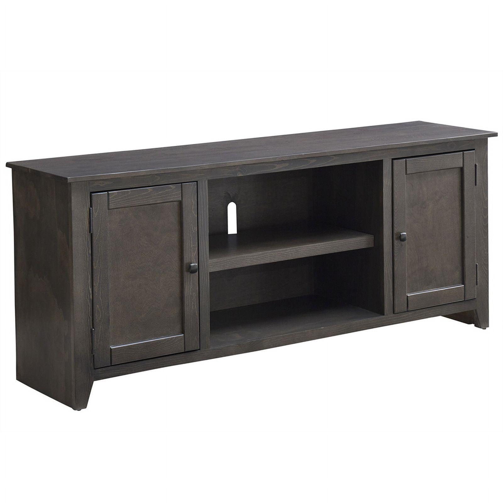 Saddle Brown 68" Pine Wood TV Console with Cabinets