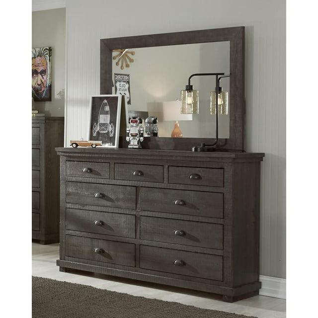 Progressive Furniture P600-23-50 Bedroom Drawer Dresser & Mirror, Distressed Dark Grey
