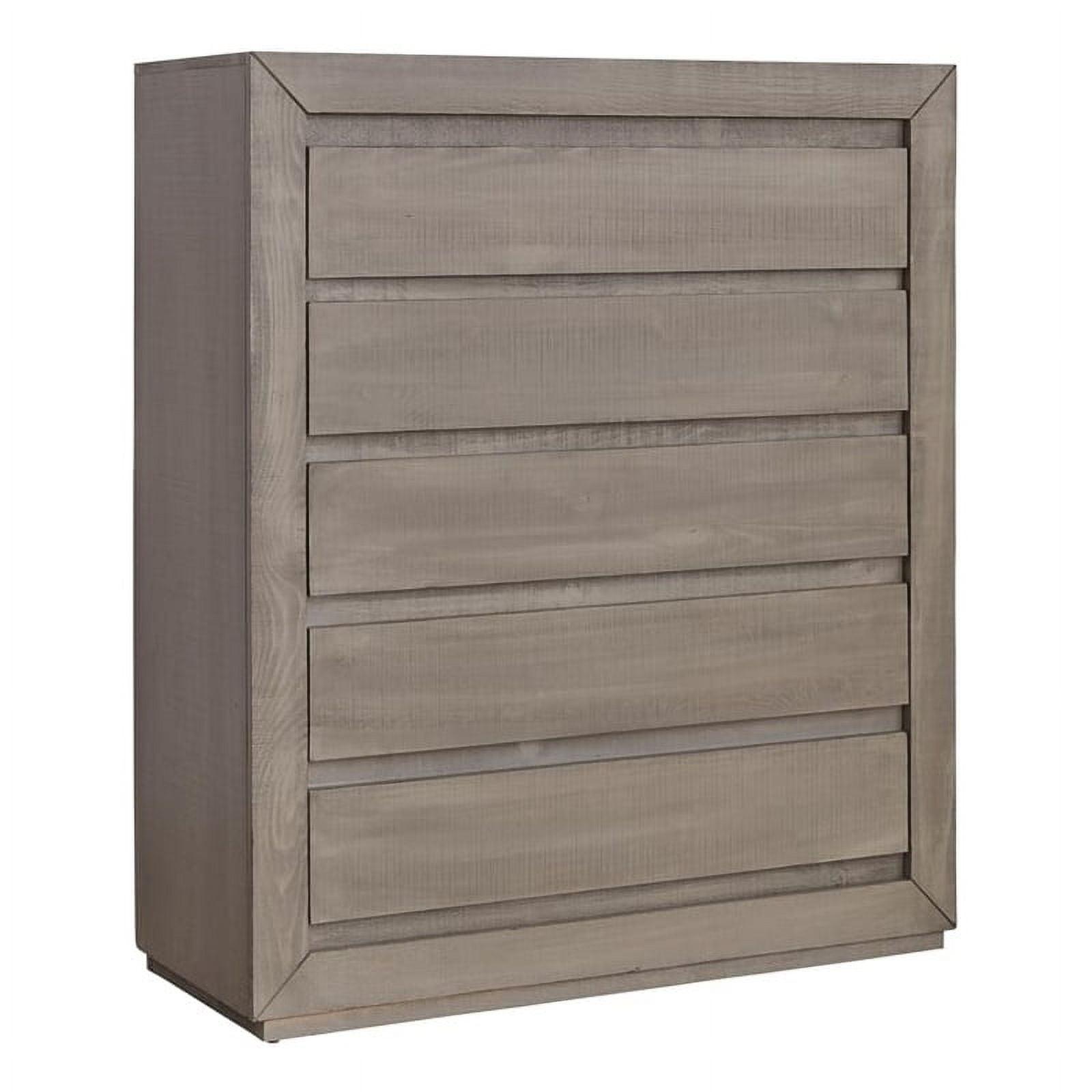 Palisades Stone Gray-Beige 5-Drawer Pine Chest